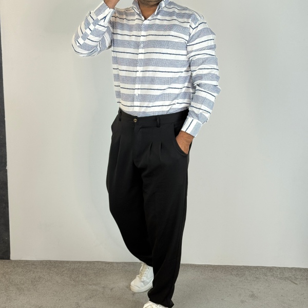 تصویر  پیراهن کنف میله ای