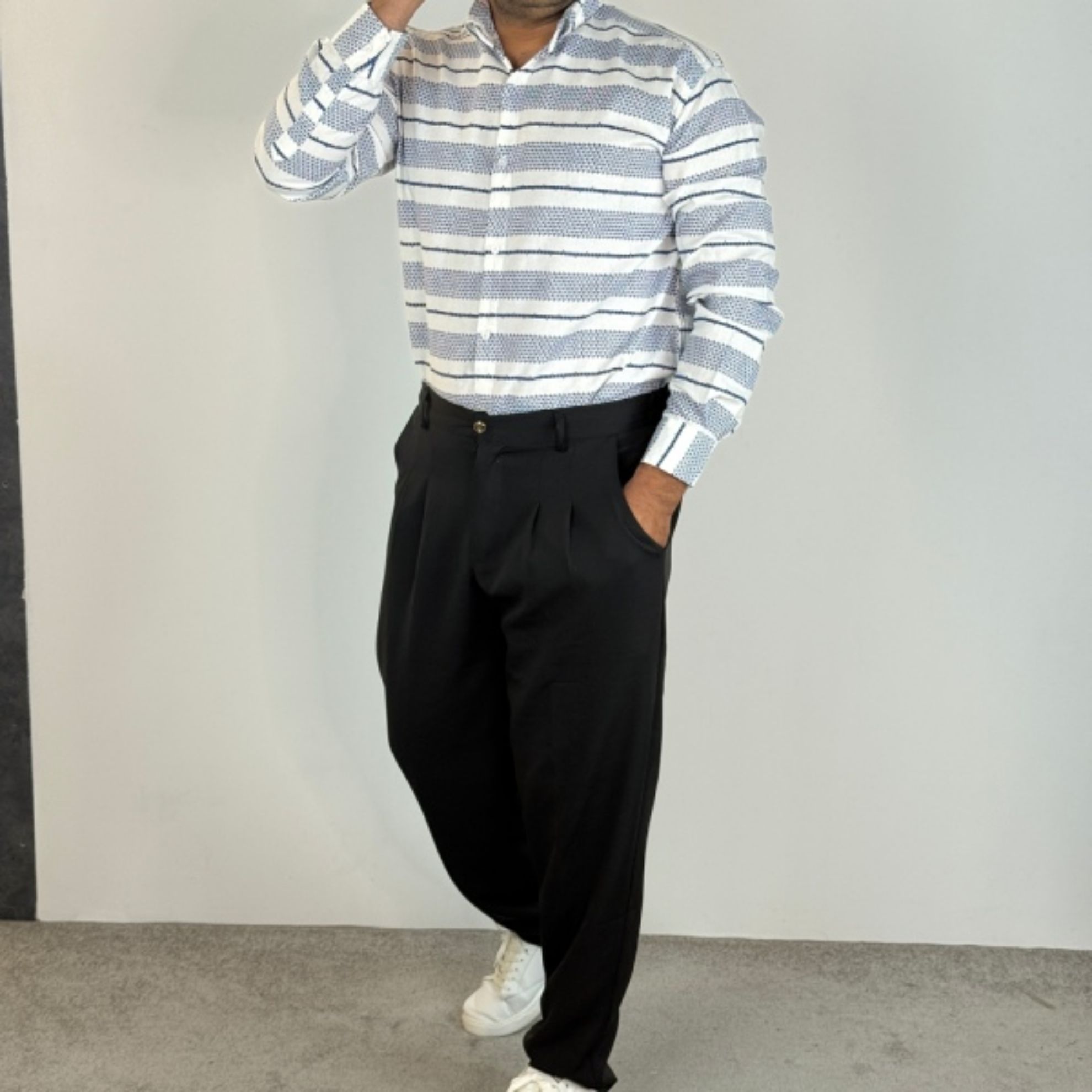 تصویر  پیراهن کنف میله ای