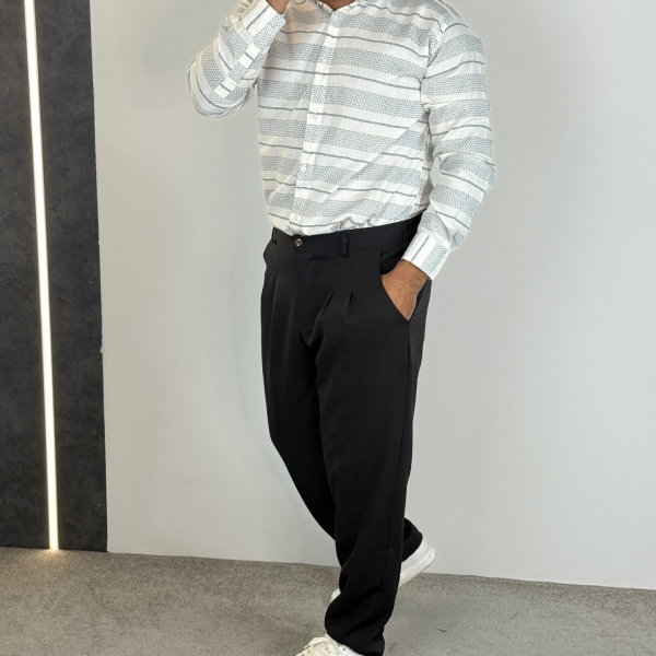 تصویر  پیراهن کنف میله ای